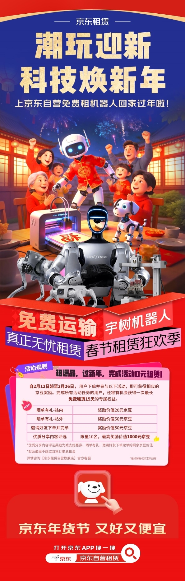 春晚點燃機器人租賃熱潮 除夕當天京東“機器人租賃”搜索量環比增長3倍